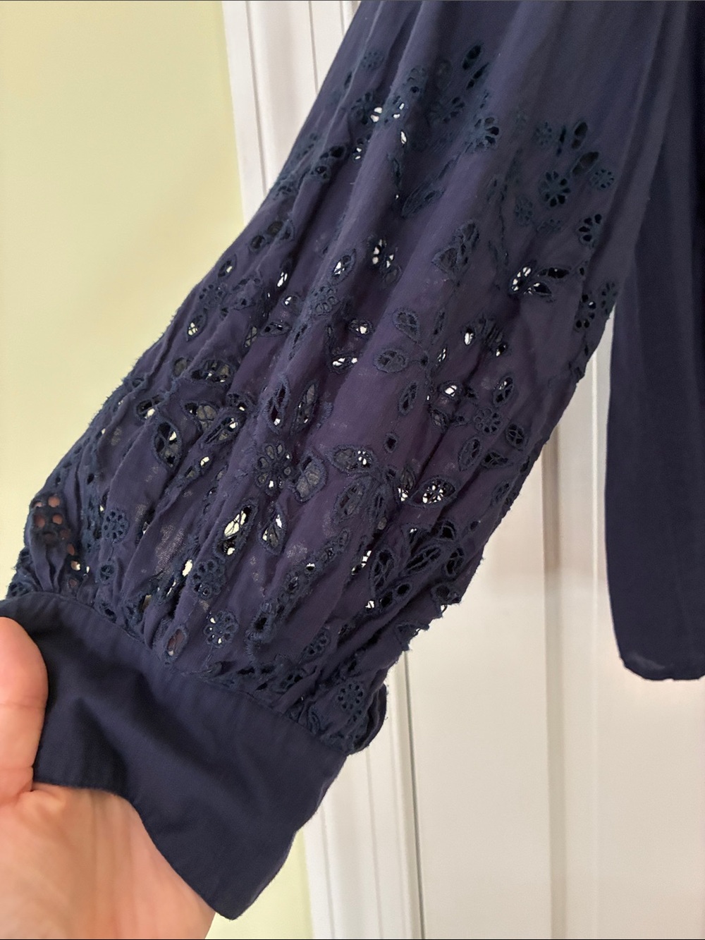 Roller Rabbit Navy Eyelet Peasant Top - Picture 2 of 5